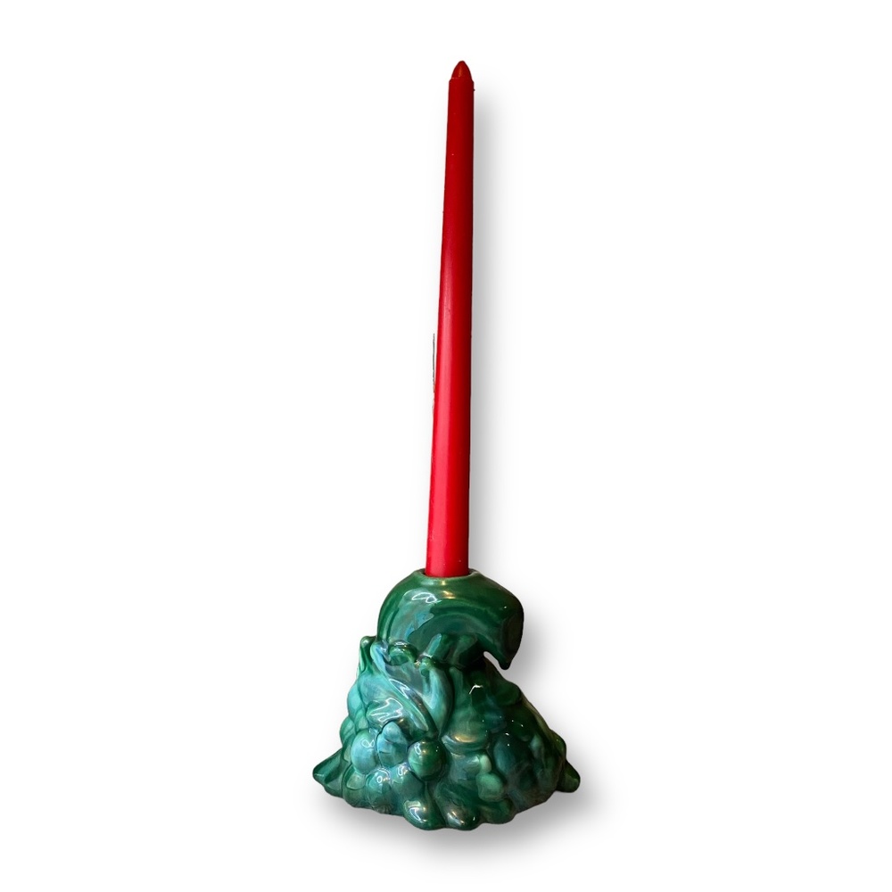 Green Marbled Art Deco Candle Taper Stick Holder